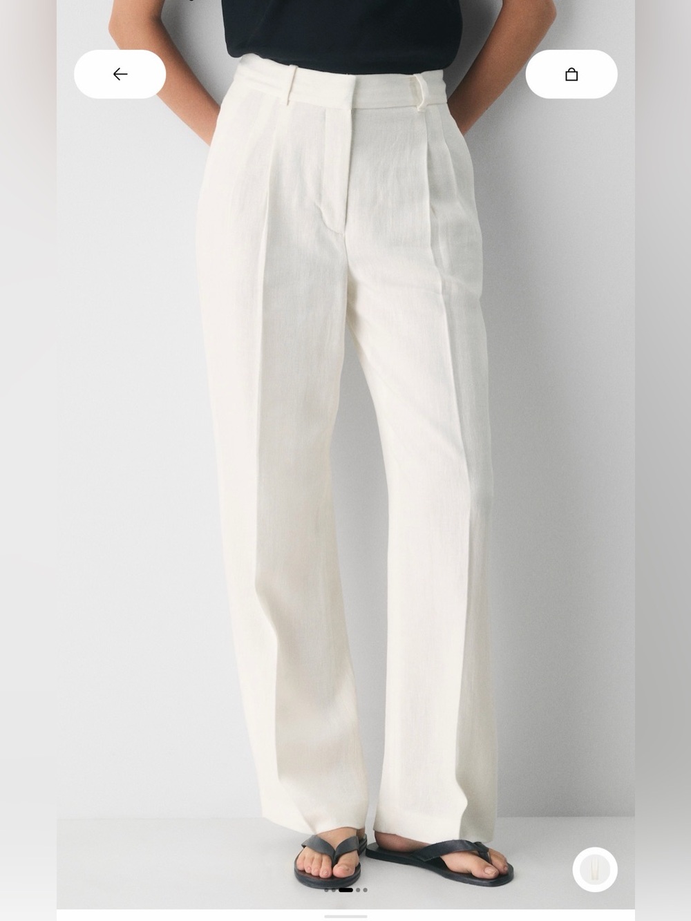 Aritzia Cream Wide-Leg Trousers